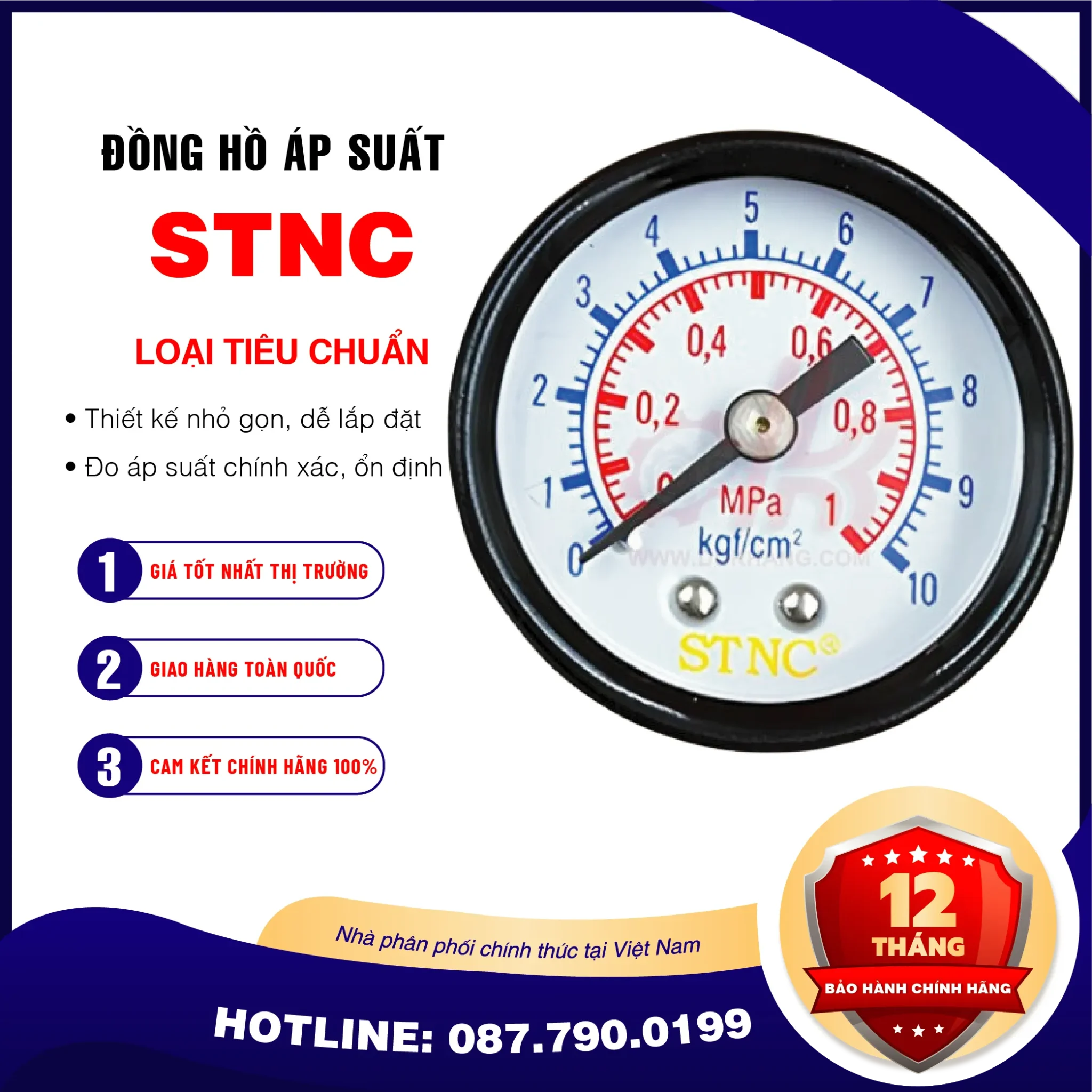 Đồng Hồ Áp Suất STNC Mặt 40MM 50MM