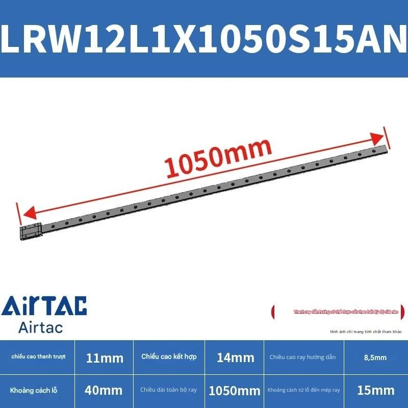 Ray trượt tuyến tính mini bản rộng LRW12L1X1050S15AN - Ảnh 2