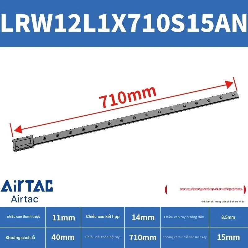 Ray trượt tuyến tính mini bản rộng LRW12L1X710S15AN - Ảnh 2