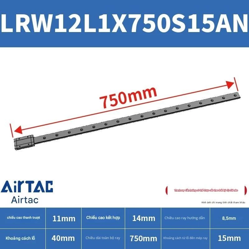 Ray trượt tuyến tính mini bản rộng LRW12L1X750S15AN - Ảnh 2