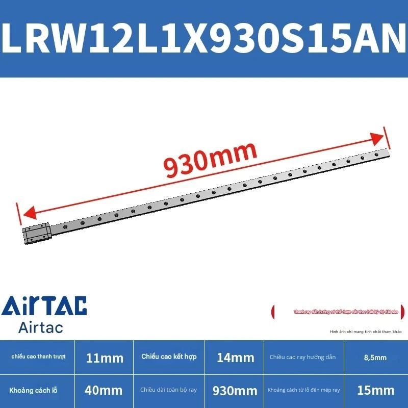 Ray trượt tuyến tính mini bản rộng LRW12L1X930S15AN - Ảnh 2
