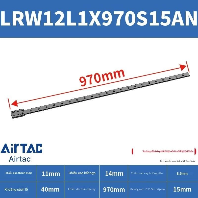 Ray trượt tuyến tính mini bản rộng LRW12L1X970S15AN - Ảnh 2