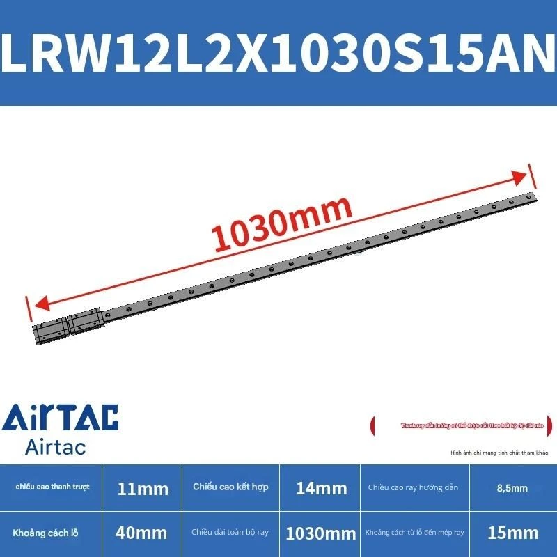 Ray trượt tuyến tính mini bản rộng LRW12L2X1030S15AN - Ảnh 2