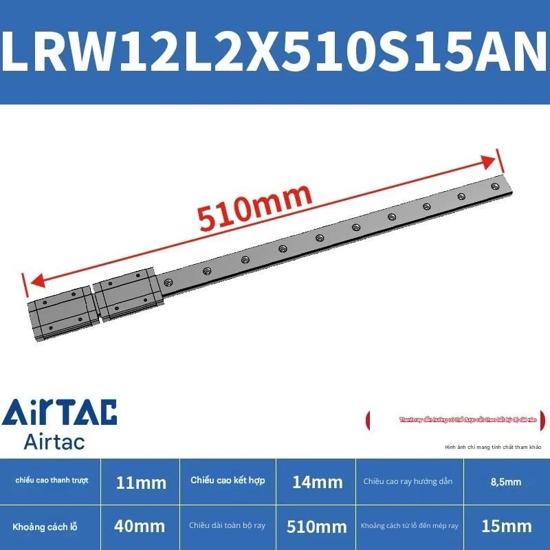 Ray trượt tuyến tính mini bản rộng LRW12L2X510S15AN - Ảnh 2