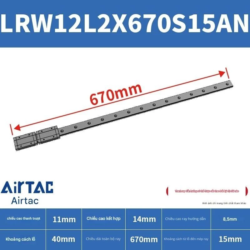 Ray trượt tuyến tính mini bản rộng LRW12L2X670S15AN - Ảnh 2