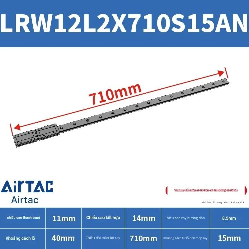 Ray trượt tuyến tính mini bản rộng LRW12L2X710S15AN - Ảnh 2
