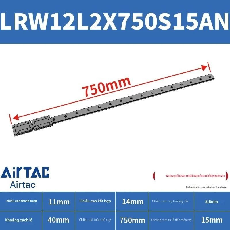 Ray trượt tuyến tính mini bản rộng LRW12L2X750S15AN - Ảnh 2