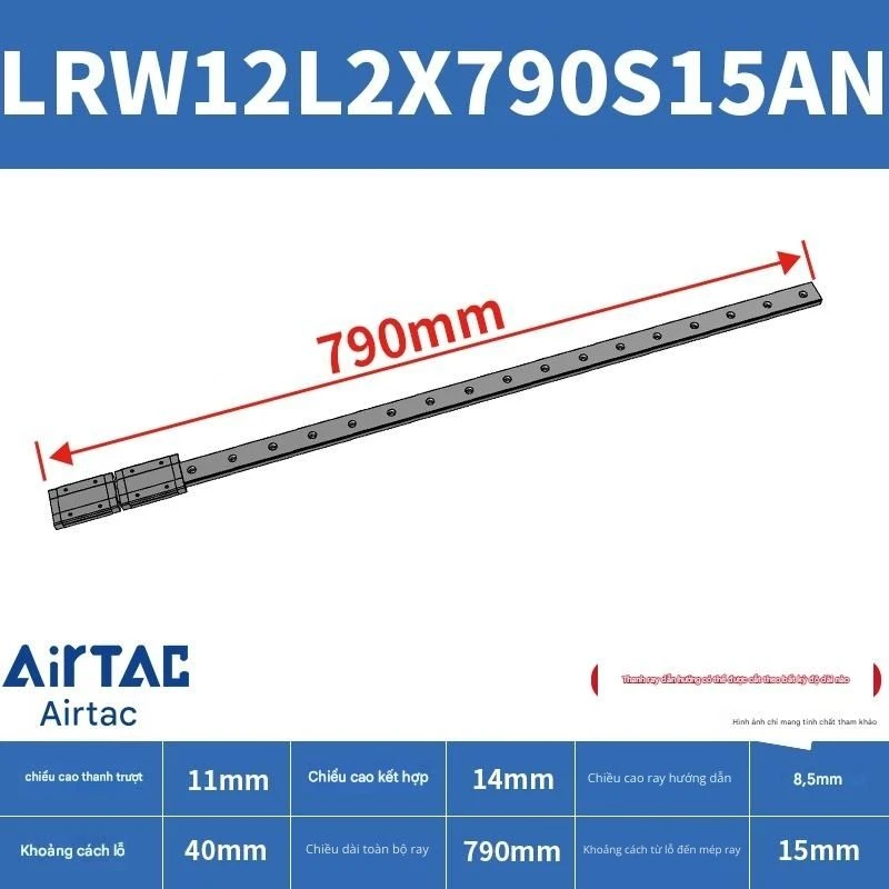 Ray trượt tuyến tính mini bản rộng LRW12L2X790S15AN - Ảnh 2