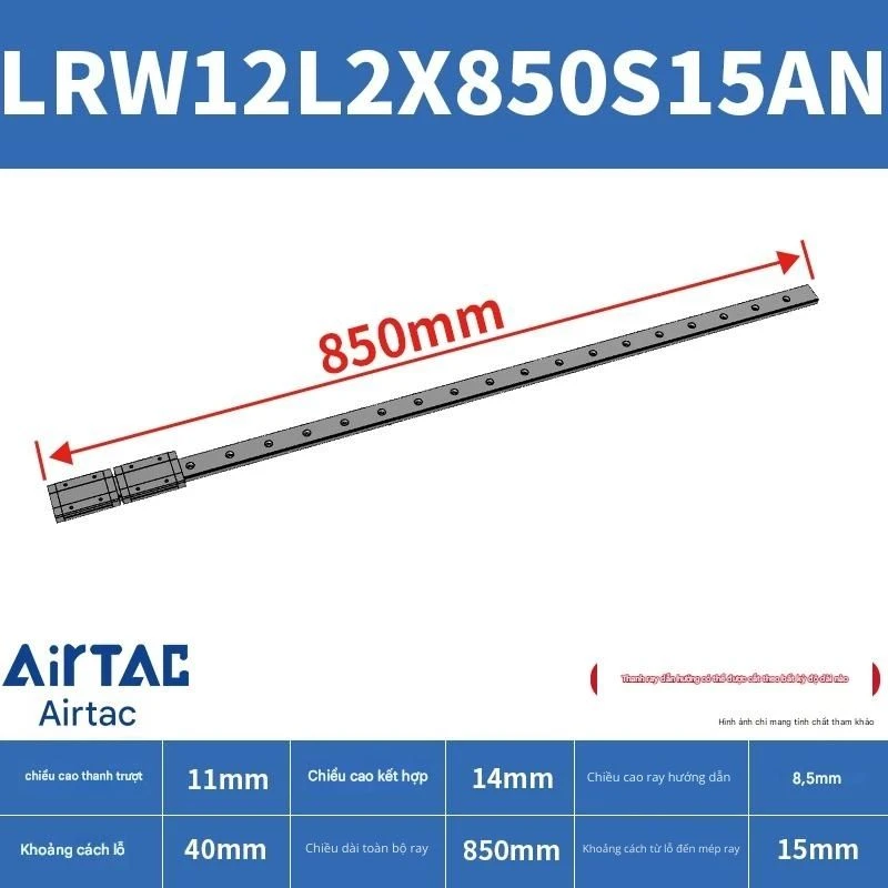 Ray trượt tuyến tính mini bản rộng LRW12L2X850S15AN - Ảnh 2