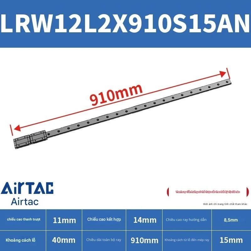 Ray trượt tuyến tính mini bản rộng LRW12L2X910S15AN - Ảnh 2