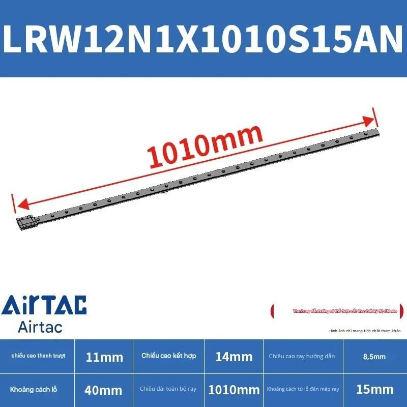 Ray trượt tuyến tính mini bản rộng LRW12N1X1010S15AN - Ảnh 2