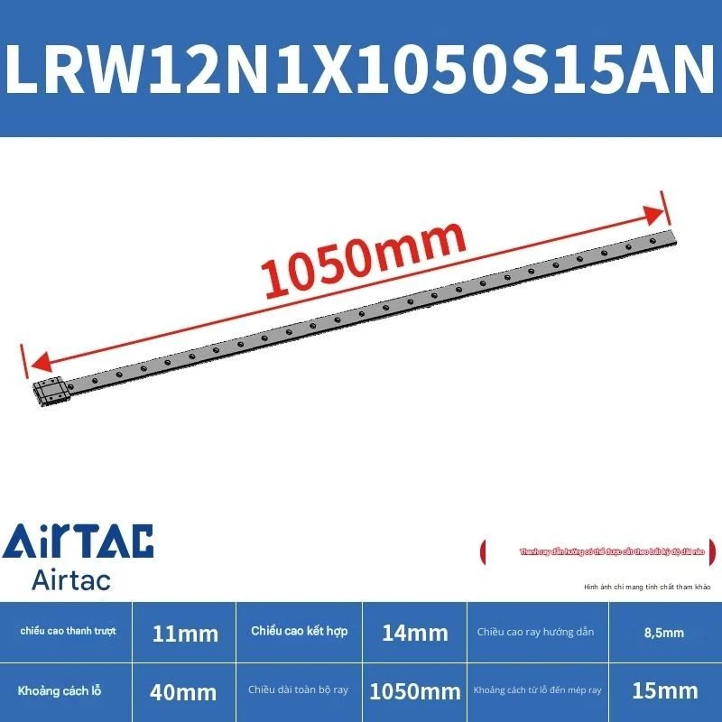Ray trượt tuyến tính mini bản rộng LRW12N1X1050S15AN - Ảnh 2