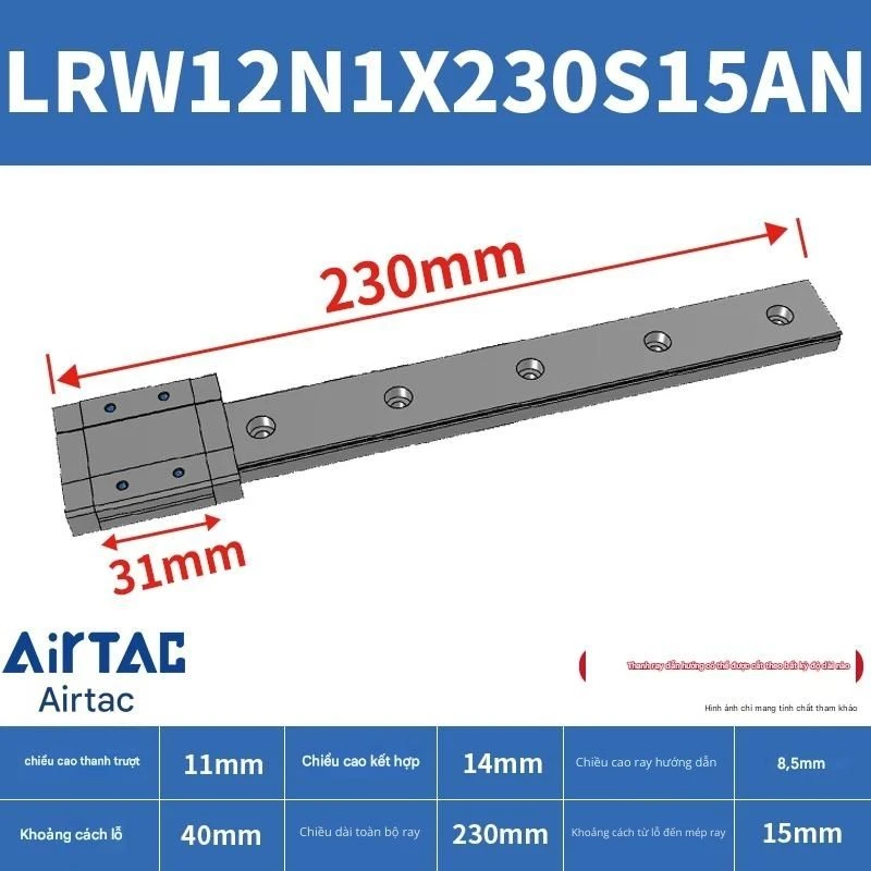 Ray trượt tuyến tính mini bản rộng LRW12N1X230S15AN - Ảnh 2
