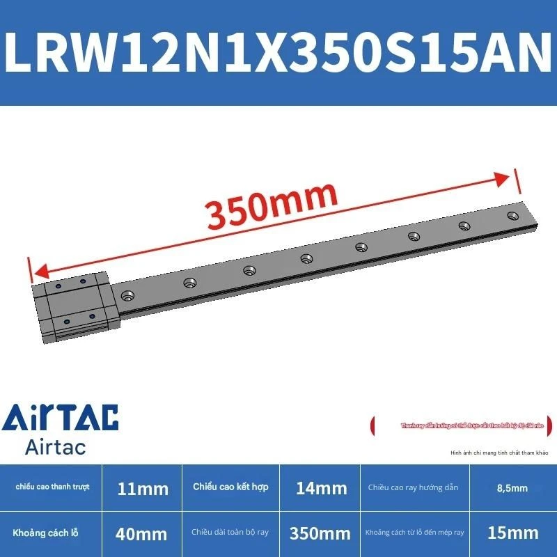Ray trượt tuyến tính mini bản rộng LRW12N1X350S15AN - Ảnh 2