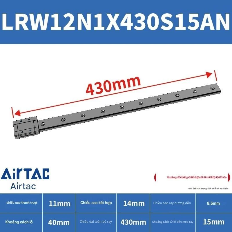 Ray trượt tuyến tính mini bản rộng LRW12N1X430S15AN - Ảnh 2