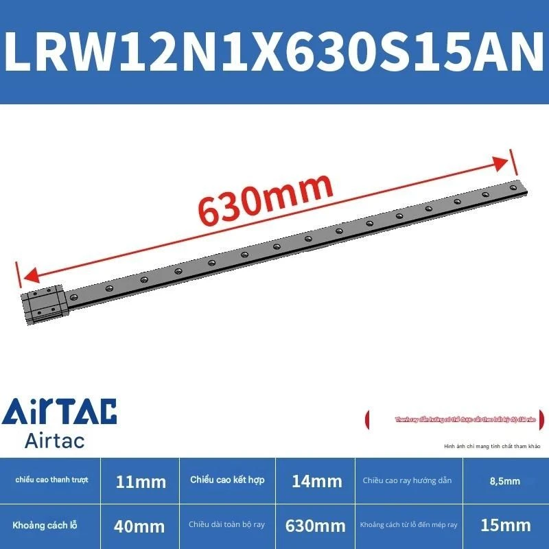 Ray trượt tuyến tính mini bản rộng LRW12N1X630S15AN - Ảnh 2