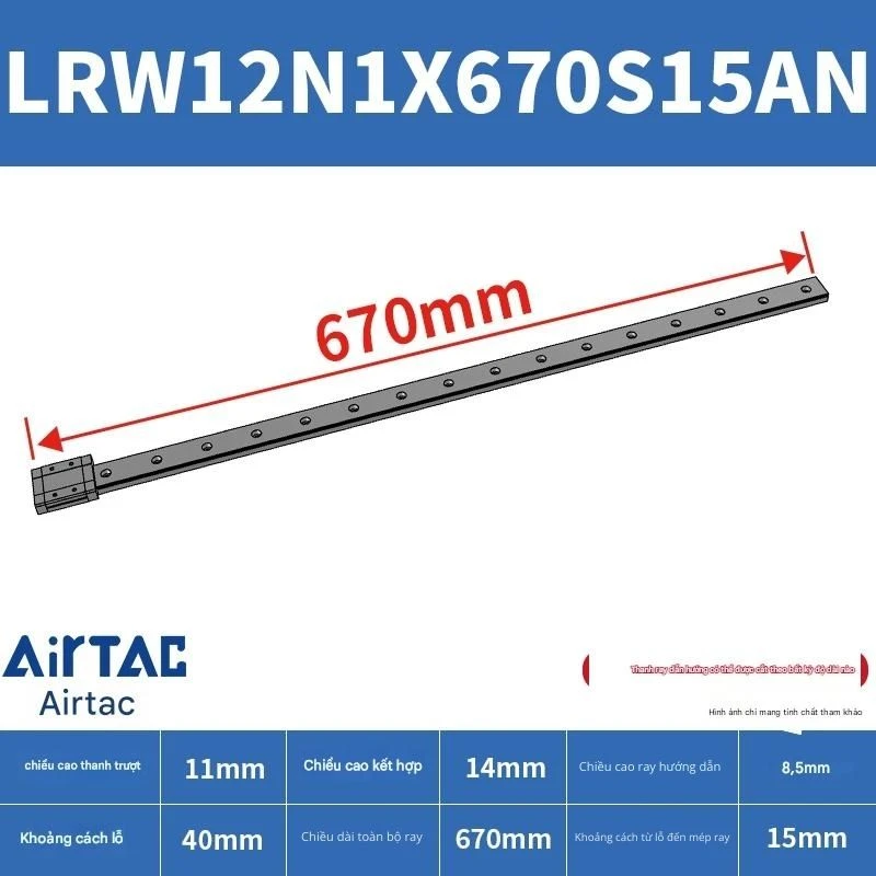Ray trượt tuyến tính mini bản rộng LRW12N1X670S15AN - Ảnh 2