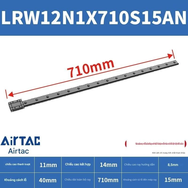 Ray trượt tuyến tính mini bản rộng LRW12N1X710S15AN - Ảnh 2