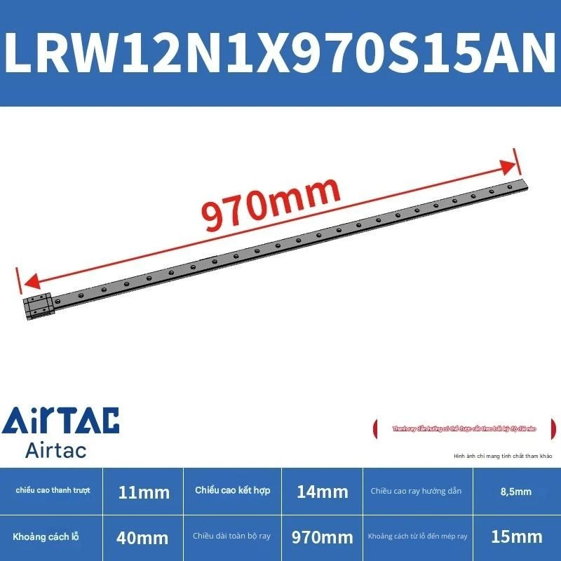 Ray trượt tuyến tính mini bản rộng LRW12N1X970S15AN - Ảnh 2