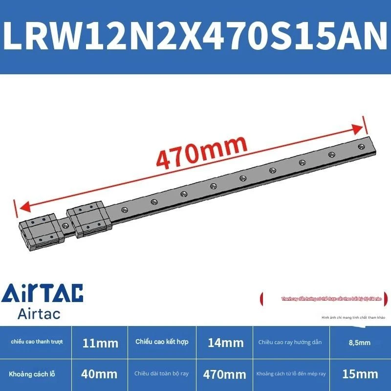 Ray trượt tuyến tính mini bản rộng LRW12N2X470S15AN - Ảnh 2