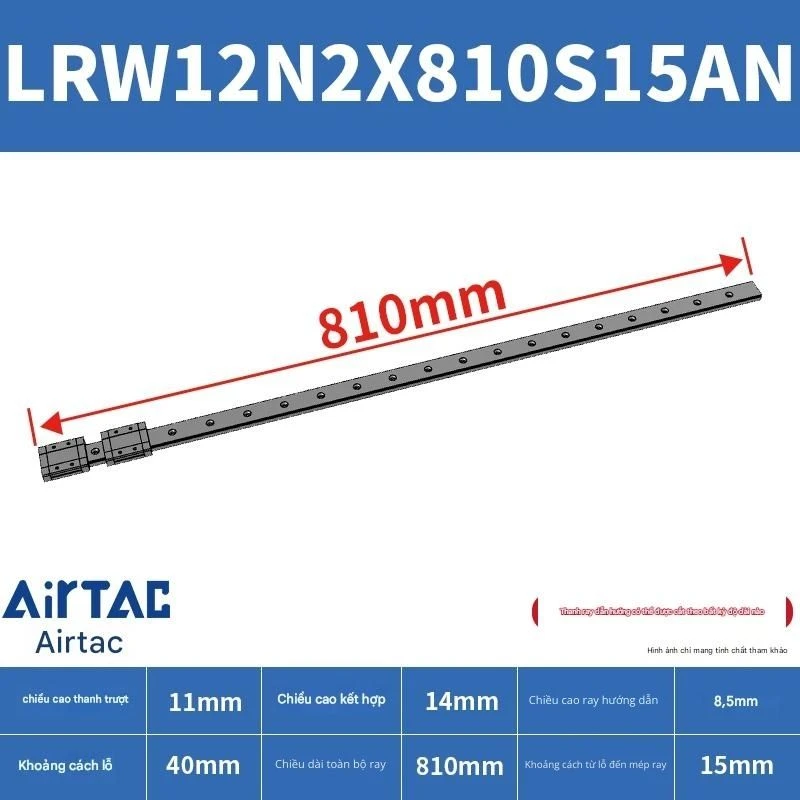 Ray trượt tuyến tính mini bản rộng LRW12N2X810S15AN - Ảnh 2