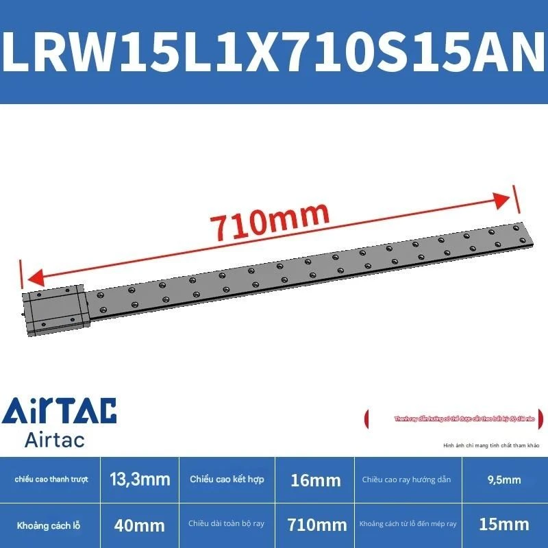 Ray trượt tuyến tính mini bản rộng LRW15L1X710S15AN - Ảnh 2