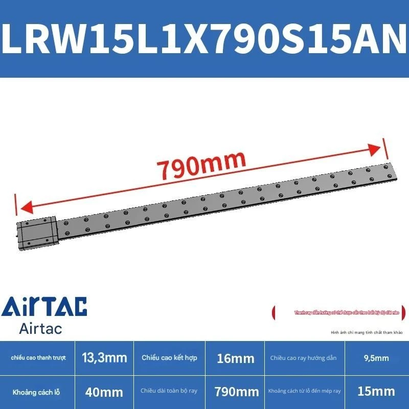 Ray trượt tuyến tính mini bản rộng LRW15L1X790S15AN - Ảnh 2