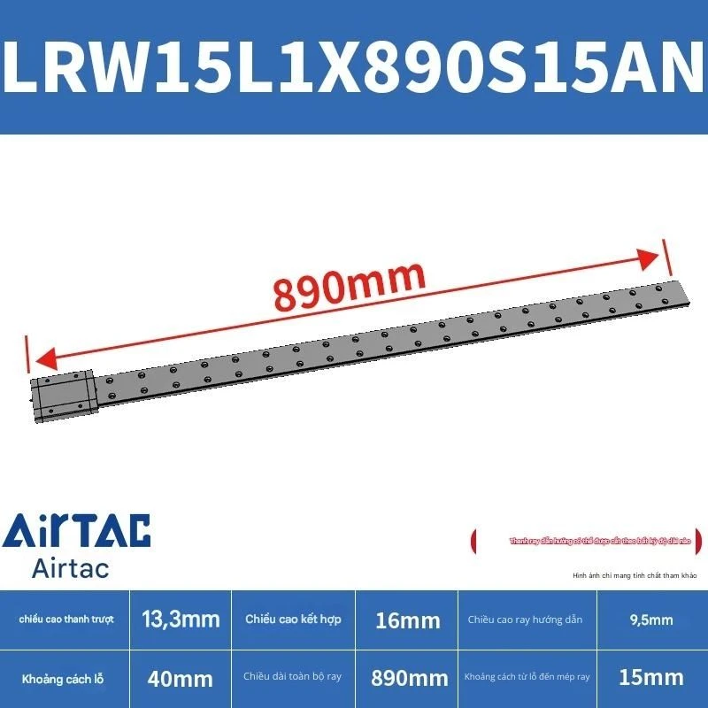 Ray trượt tuyến tính mini bản rộng LRW15L1X890S15AN - Ảnh 2