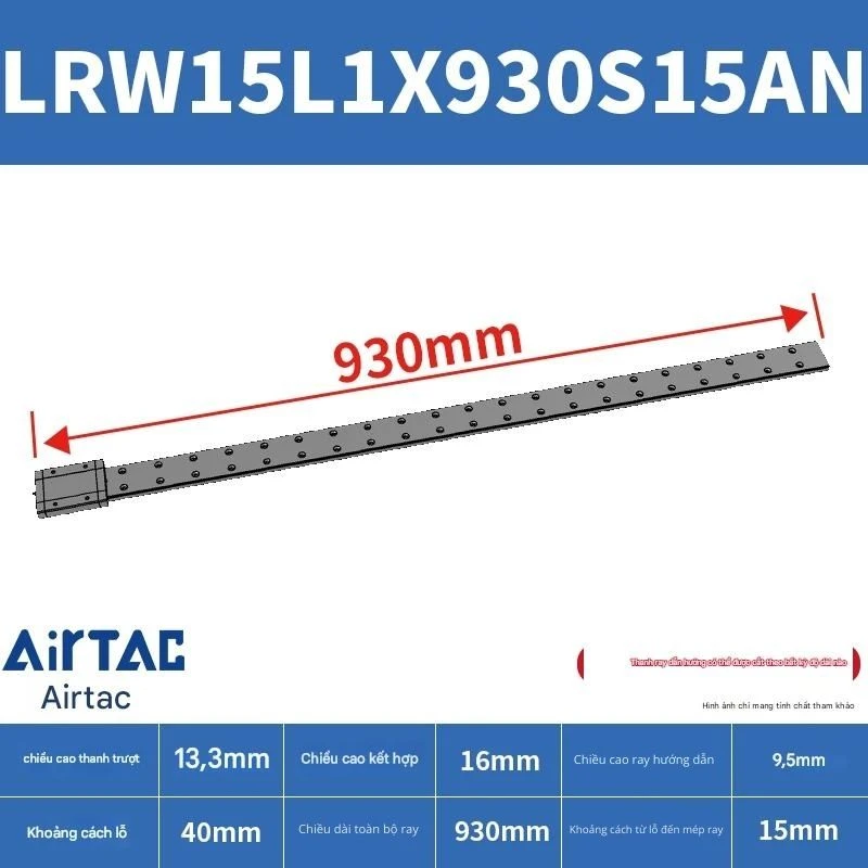 Ray trượt tuyến tính mini bản rộng LRW15L1X930S15AN - Ảnh 2
