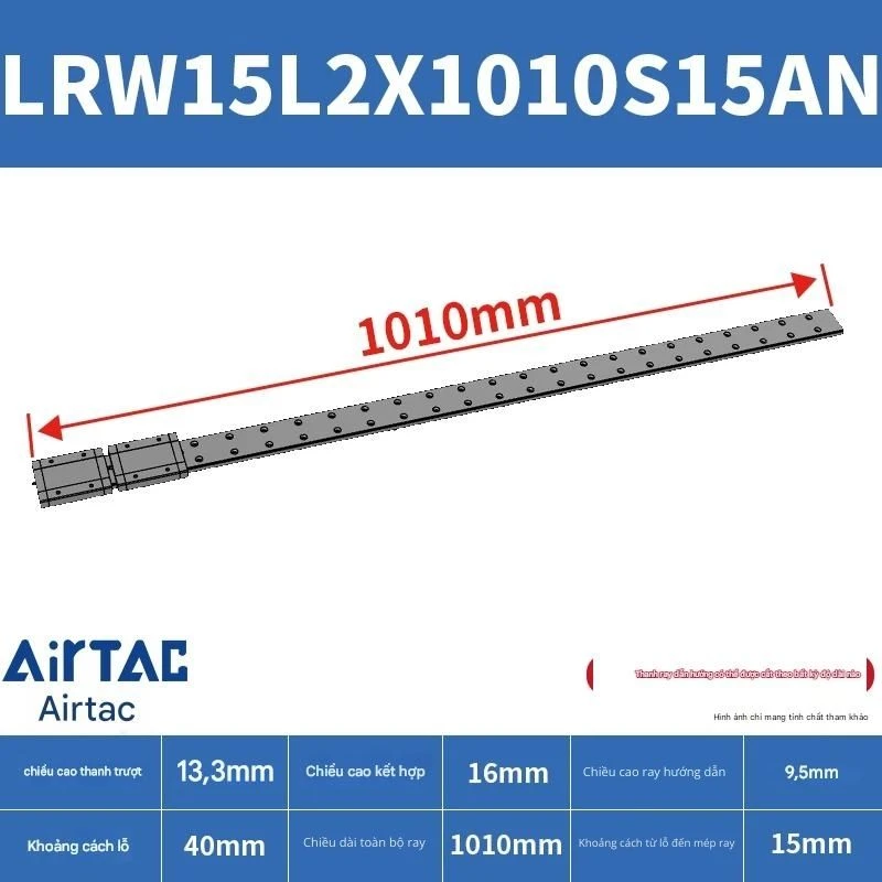 Ray trượt tuyến tính mini bản rộng LRW15L2X1010S15AN - Ảnh 2