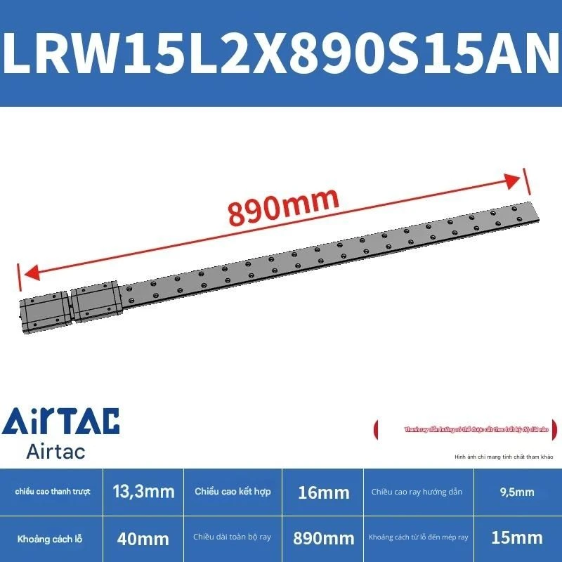 Ray trượt tuyến tính mini bản rộng LRW15L2X890S15AN - Ảnh 2