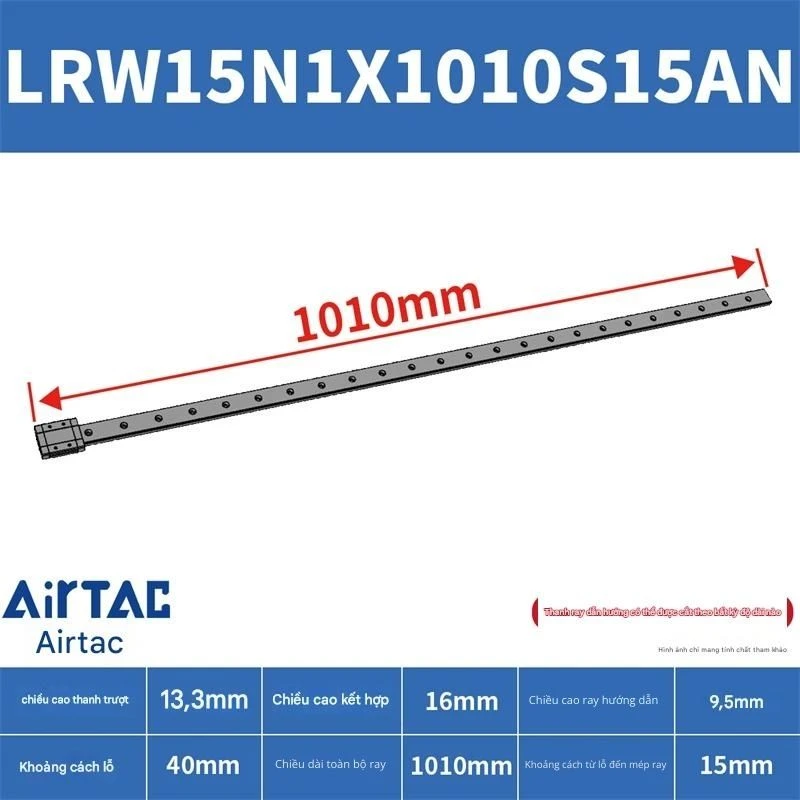 Ray trượt tuyến tính mini bản rộng LRW15N1X1010S15AN - Ảnh 2