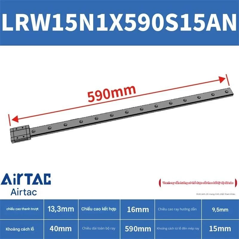 Ray trượt tuyến tính mini bản rộng LRW15N1X590S15AN - Ảnh 2