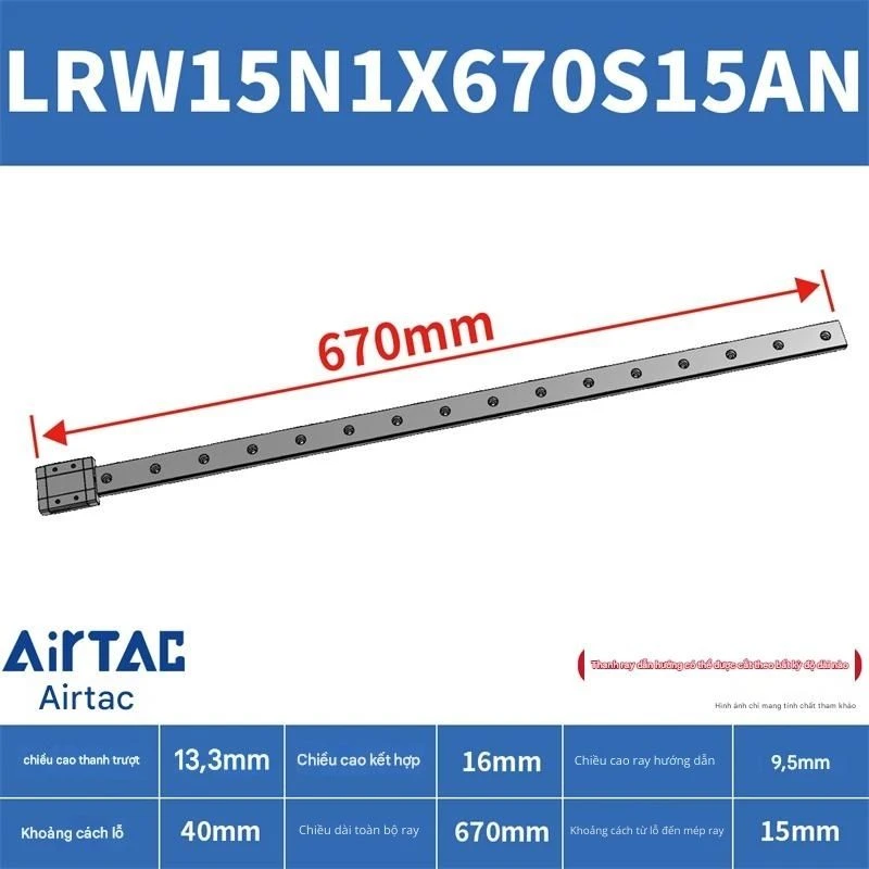 Ray trượt tuyến tính mini bản rộng LRW15N1X670S15AN - Ảnh 2