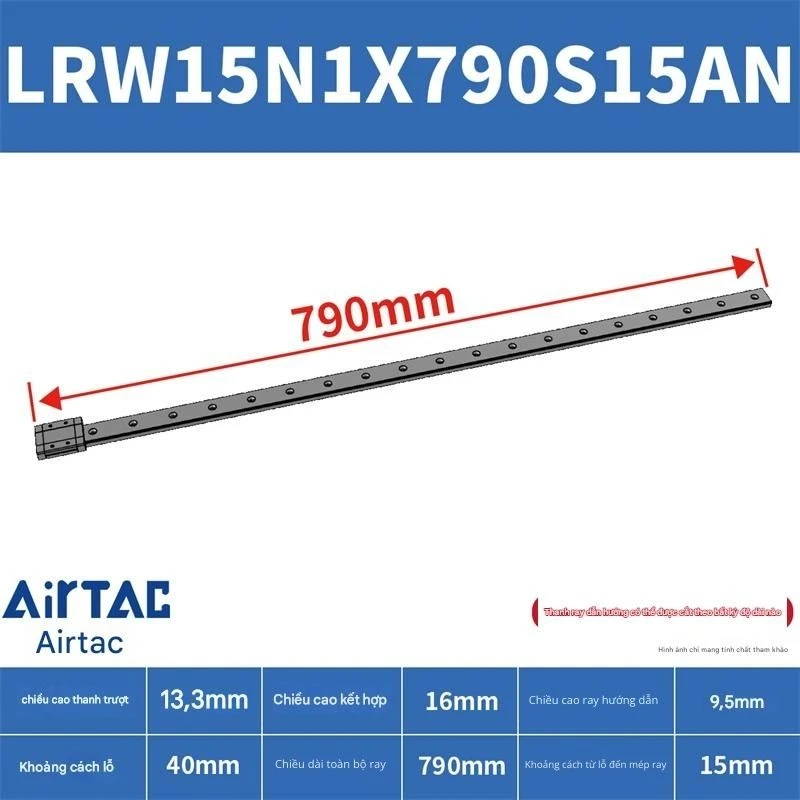 Ray trượt tuyến tính mini bản rộng LRW15N1X790S15AN - Ảnh 2