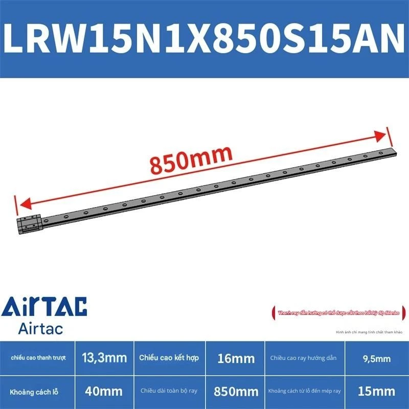 Ray trượt tuyến tính mini bản rộng LRW15N1X850S15AN - Ảnh 2