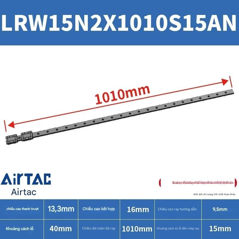 Ray trượt tuyến tính mini bản rộng LRW15N2X1010S15AN - Ảnh 2