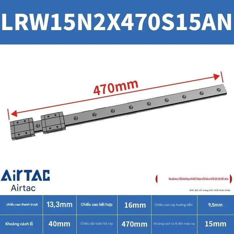 Ray trượt tuyến tính mini bản rộng LRW15N2X470S15AN - Ảnh 2