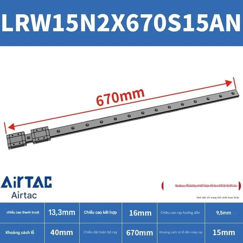 Ray trượt tuyến tính mini bản rộng LRW15N2X670S15AN - Ảnh 2