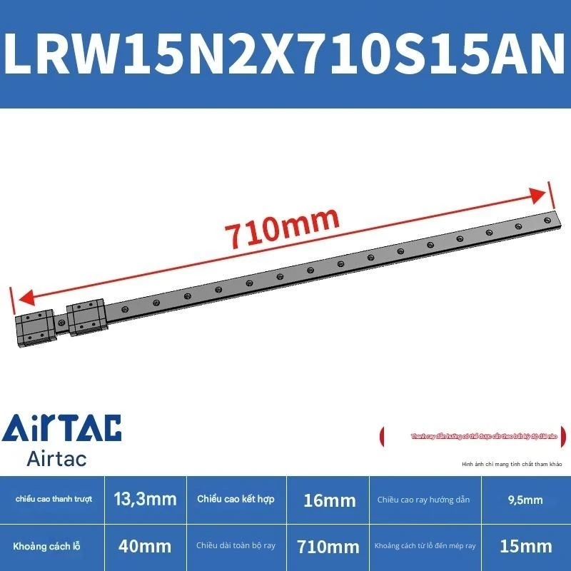 Ray trượt tuyến tính mini bản rộng LRW15N2X710S15AN - Ảnh 2