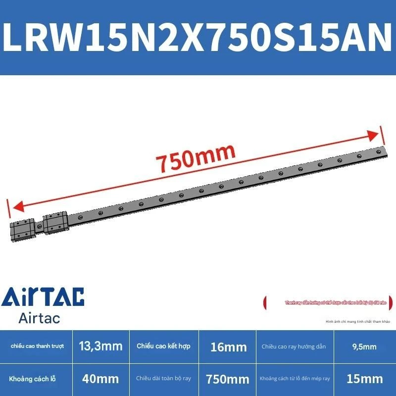 Ray trượt tuyến tính mini bản rộng LRW15N2X750S15AN - Ảnh 2