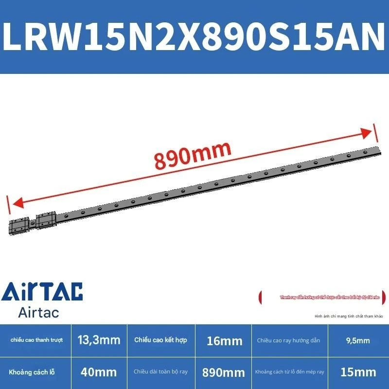 Ray trượt tuyến tính mini bản rộng LRW15N2X890S15AN - Ảnh 2