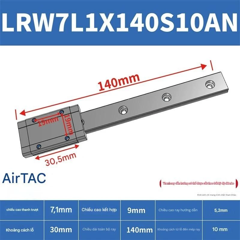 Ray trượt tuyến tính mini bản rộng LRW7L1X140S10AN - Ảnh 2