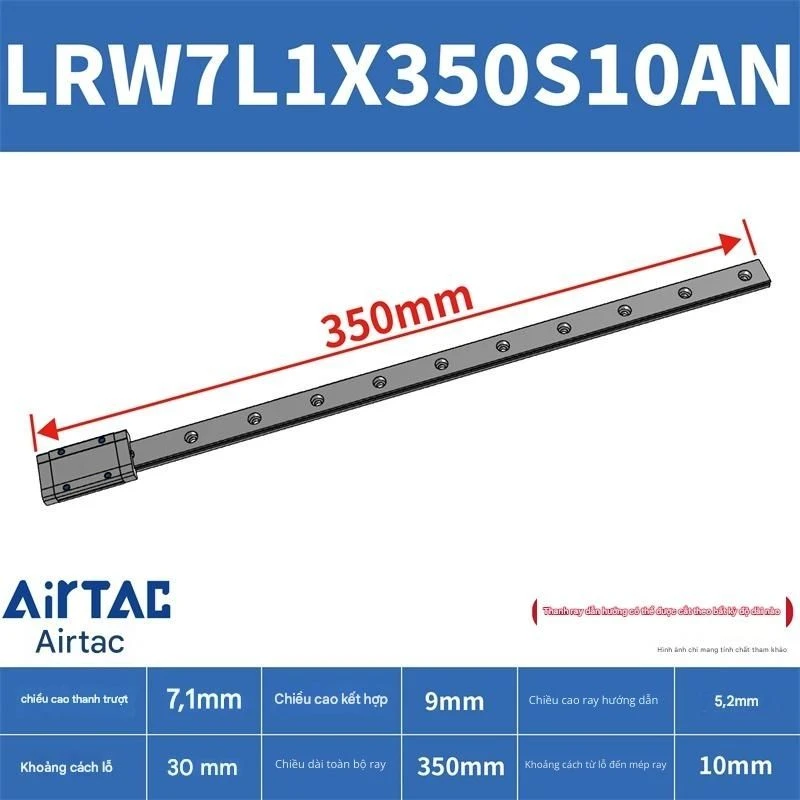 Ray trượt tuyến tính mini bản rộng LRW7L1X350S10AN - Ảnh 2