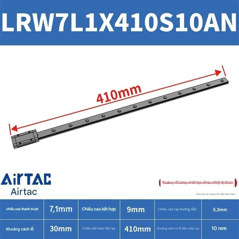 Ray trượt tuyến tính mini bản rộng LRW7L1X410S10AN - Ảnh 2