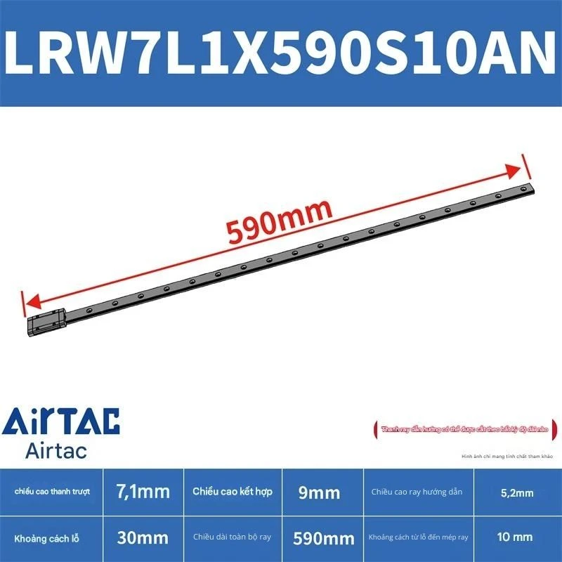 Ray trượt tuyến tính mini bản rộng LRW7L1X590S10AN - Ảnh 2