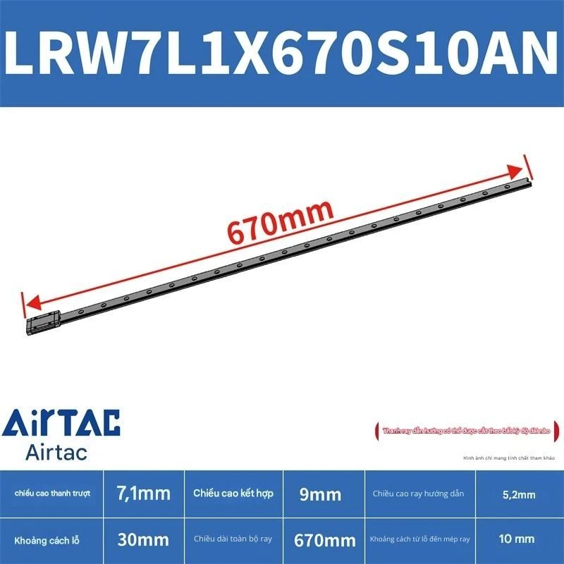 Ray trượt tuyến tính mini bản rộng LRW7L1X670S10AN - Ảnh 2