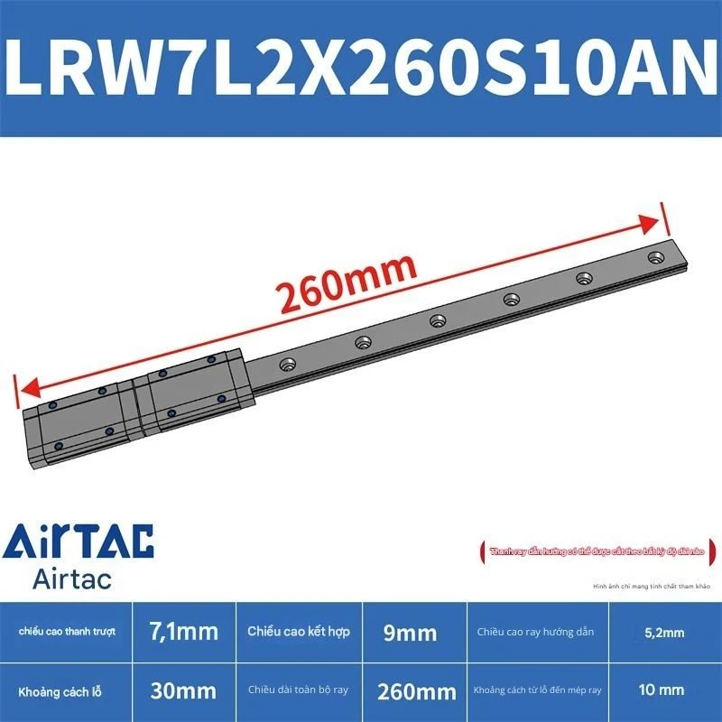 Ray trượt tuyến tính mini bản rộng LRW7L2X260S10AN - Ảnh 2