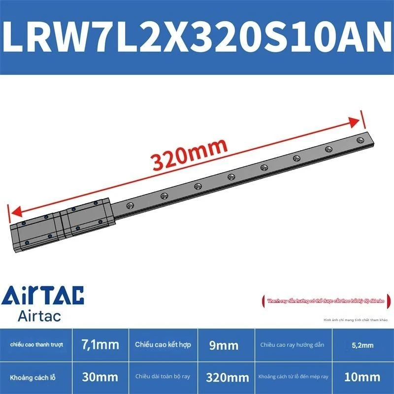 Ray trượt tuyến tính mini bản rộng LRW7L2X320S10AN - Ảnh 2