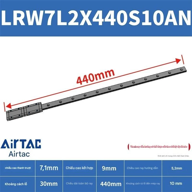 Ray trượt tuyến tính mini bản rộng LRW7L2X440S10AN - Ảnh 2